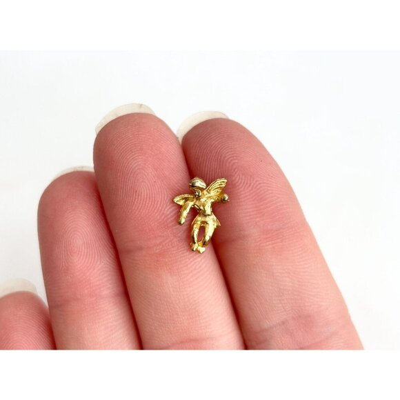 Teeny Tiny Cherub Gold T Angel Figural Vintage Religious | Catholic Lapel Pin - Picture 6 of 8